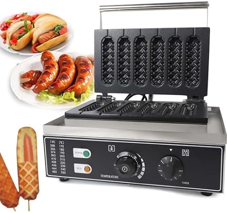 Electric Corn Dog Maker - Crispy Homemade Waffles and Corn Dogs on a Stick - Commercial Quality Baking Machine