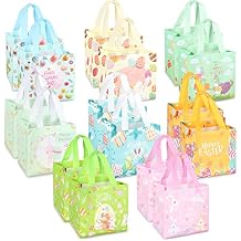 16PCS Happy Easter Egg Hunt Bags Easter Bunny Carrot Chick Egg Gift Bags with Handles, Easter Treat Bags, Easter Party Supplies , 8.37.95.9inch