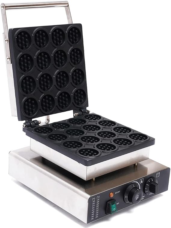 1750W Waffle Maker, Stainless Steel Mini Waffle Iron Maker Machine Waflera Electrica 16-Grid Waffle Baker Commercial with Time Temperature Control 50~300C for Family Gatherings, Parties | 16-Grid Waffle Baker Commercial with Time Temperature Control 50~300C for Family Gatherings, Parties