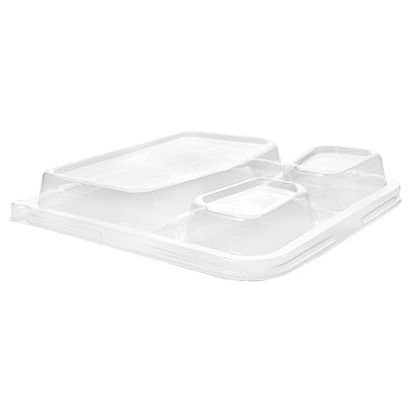 Eco-Products Recycled 9" To Go Containers Clear Dome Lids, Case of 200, Fits 3 Compartment Square Boxes, 100% Recycled PET From Plastic Bottles, Clear For Visibility, Non-Vented
