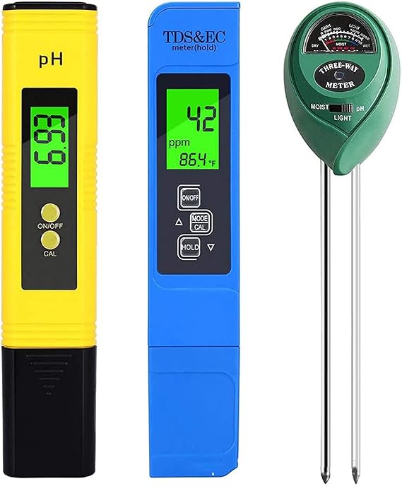 PH Meter TDSPPM Pen Soil PH Tester PH/EC Digital kit Temperature PH Pen Tester 3 Pieces