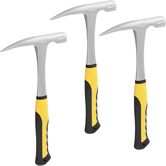 3 Pack Rock Pick Hammer, 28oz Geological Rock Hammer for Masonry, Mining & Fossil Prospecting