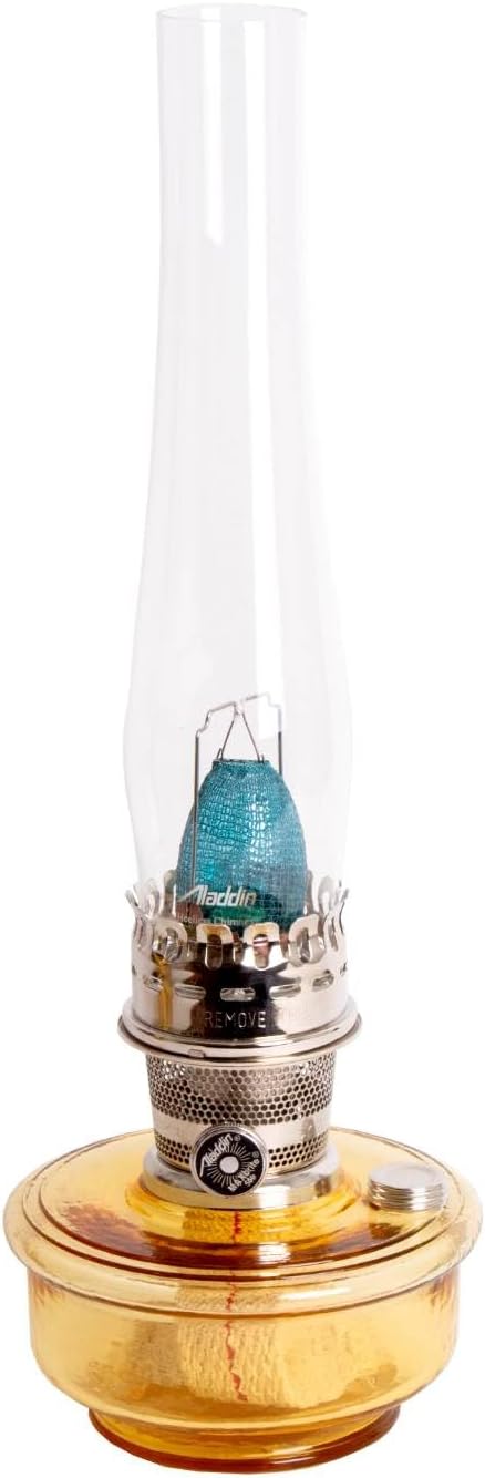 Aladdin Deluxe Genie III Amber Translucent W/Nickel Mantle Maxbrite Oil Lamp C6108N