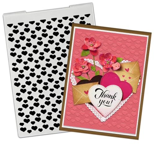Hearts Plastic Embossing Folders for Valentines Day Card Making, Small Hearts Pattern Background Folders Template Photo Album Card Paper Handmade Scrapbooking Valentines Day DIY Craft Decoration