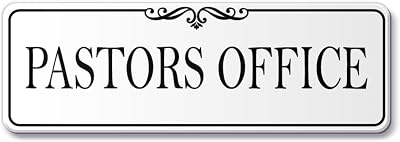 9x3 Inch Pastors Office Sign, Acrylic Self-stick Door Wall Signage Elegant White