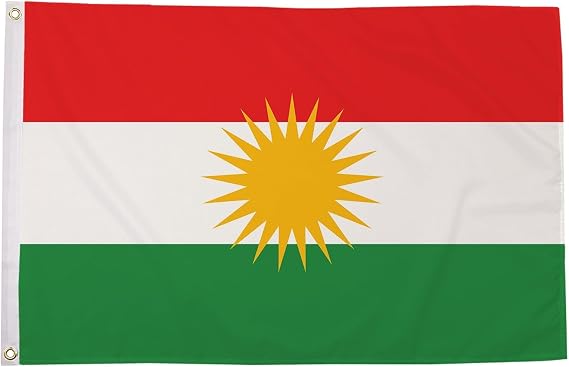 Kurdistan Flag 3ft x 2ft Kurdish Territory Flag Red White Green Stripes Yellow Sun Premium Polyester Brass Grommets Double Stitched 90cm x 60cm Indoor Outdoor Banner Decoration