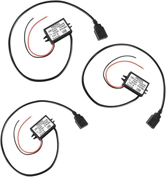 3Pcs USB Female 5V 5A 25W DC Converter 12V 24V to 5V DC Buck Converter Adapter Buck Module
