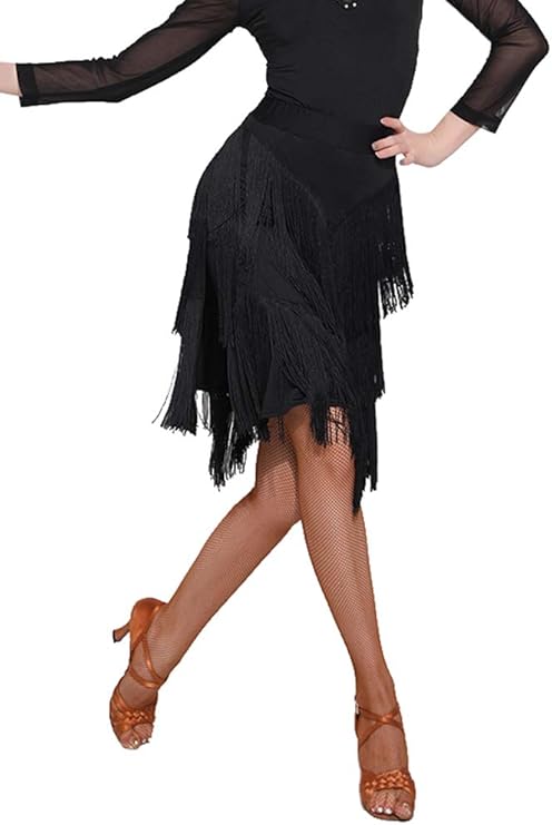 Z&X Women's Irregular Fringe Latin Party Dance Skirts with Shorts
