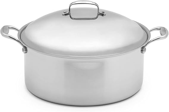 Heritage Steel 12 Quart Stock Pot with Lid - Titanium Strengthened 316Ti Stainless Steel with 5-Ply Construction - Induction-Ready y Clad, Made in USA