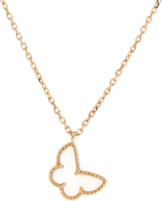Pre-Loved Sweet Alhambra Butterfly Pendant Necklace 18K Yellow Gold and Mother of Pearl, Yellow Gold
