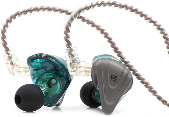 Linsoul KZ ZSX 5BA+1DD 6 Driver Hybrid in-Ear HiFi Earphones | with Zinc Alloy Faceplate, Recessed 2 Pin Detachable Cable for Audiophile Musician, w/o, Mic, Cyan