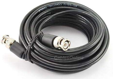 Cablesonline 25 Ft. RG58 Coaxial Cable w/BNC Male Connectors, Black (R-1025)