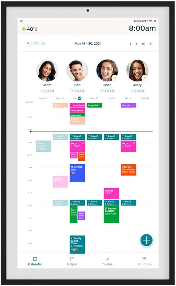 Hearth Display 27" Digital Calendar for Families, Interactive Touchscreen, Custom Wall Mount, Matte Black Frame