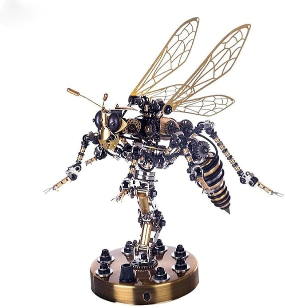 Metalkitor 3D Metal Puzzles for Adults, Wasp Model Kit - Steampunk DIY Ornament - Assembly Jigsaw Crafts Brain Teaser - Perfect Room Decor and Gift Choice(Without Light)