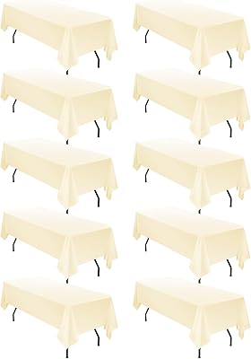 fani 10 Pack 60 x 102 Inch Tablecloth, Beige Tablecloth for 6 Feet Rectangle Tables, Stain and Wrinkle Resistant Washable Fabric Table Cloth for Wedding Party Dining Table Buffet Parties Camping