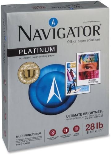 Navigator Platinum Office Multipurpose Paper - for Laser Print - Letter - 8.50" x 11" - 28 lb - Smooth - 99 Brightness - 2500 / Carton - Bright White