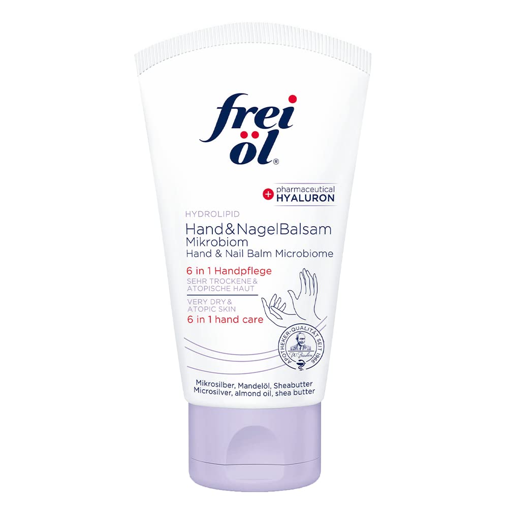 frei öl Hydrolipid Hand & Nail Balm Microbiome 6-in-1 Effect Care for Extremely Dry and Sensitive Hands with Pharmaceutical Hyaluron Hand Cream Vegan 75 ml
