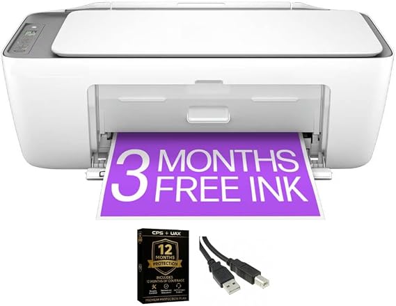 HP DeskJet 2855e Wireless All-in-One Printer Bundle with CPS & Cable