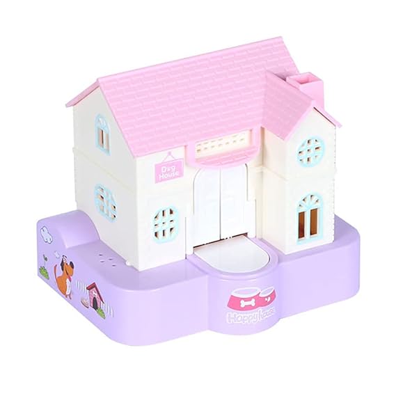 Doghouse Money Bank, Funny Electric Automatic Stealing Coin Bank Piggy Bank Toy Doggy Saving Box for Kids with Sound and Light Effects (Pink 1)