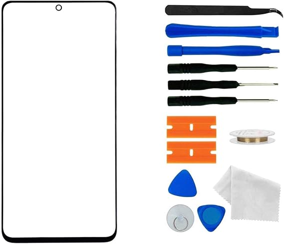 Original Galaxy S21 Ultra 5G Screen Glass Replacement, Front Outer Lens Glass Screen Replacement Repair Kit for Samsung Galaxy S21 Ultra SM-G998 Series (S21 Ultra 6.8'- Black)