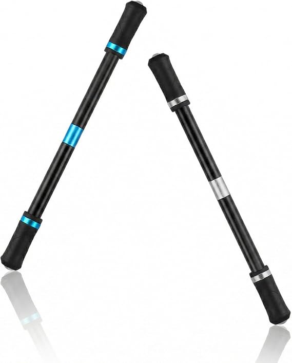2 Pcs Rolling Finger Rotating Pen Spinning Gaming Pen No Pen Refill Spinning Ballpoint Pen for Students Entertainment Pressure Relief,Blue and Silver