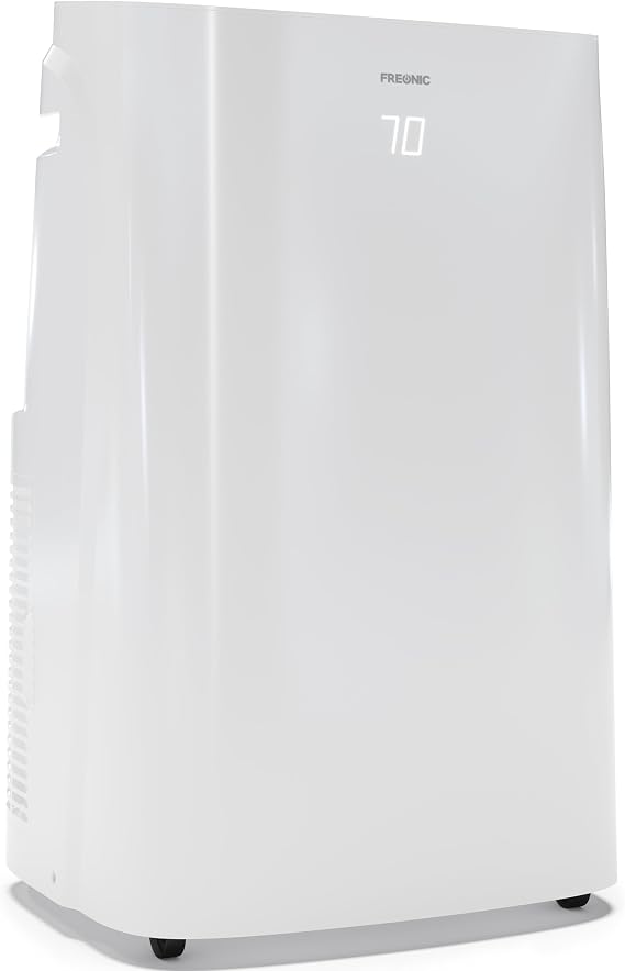 FHCP081AKR 8,150 BTU Portable Air Conditioner, AC for Rooms Sq.Ft, LED Display, 24H Timer, Auto-Restart, Sleep Mode, Dehumidifier, White, Up to 400 Sq. Ft