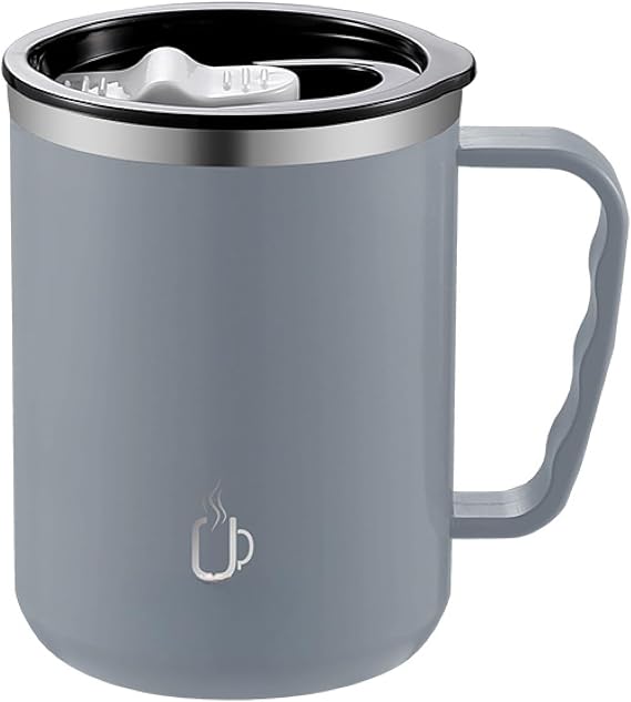 Coffee Tumbler, Vacuum Insulated Mug, 16.9 fl oz 500 ml, Large Capacity, Thermal Mug with Lid, Easy to Use, Leak Proof, One-Handed, Stainless Steel Mug, No Chilling Mug, Direct Drinking, Coffee,