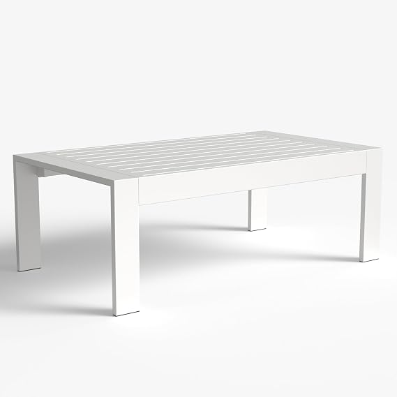 Aluminum Outdoor Patio Coffee Table Modern Rectangle All-Aluminum End Table with Metal Frame