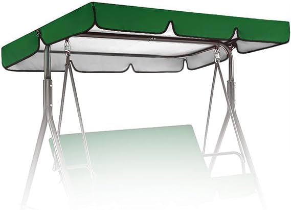 Replacement Canopy for Swing Seat, 2 & 3 Seater Hammock Cover, Waterproof Sun Shade with 4 Reinforced Corner Pockets,Porch Swing Canopy(Dark Green,195 * 125 * 15cm)