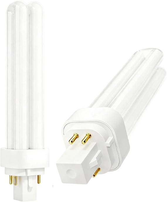 2PCS 4 Pin G24q-2 18W PLC CFL Compact Fluorescent Lamp Energy Saving Light Bulbs 2U 1200LM Double Tube Warm White 2700K Non-Dimmable AC 220-240V for Bathroom Bedroom Corridor Kitchen Office Hallway