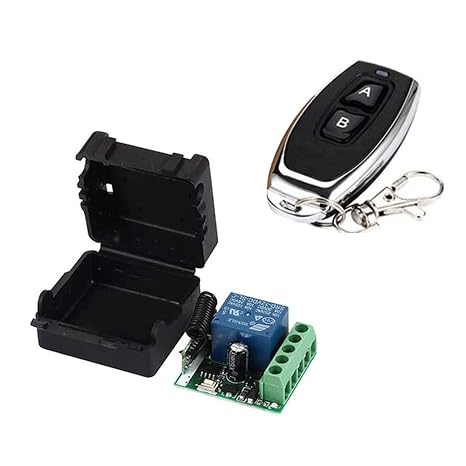 DC 12V Remote Control Switch 433Mhz RF Wireless Relay Receiver Remote Control Light Switch Module Garage Door Remote for Motor, Light, Gate door, DIY Wireless Controller (1 Recever and 1 Transmitter)