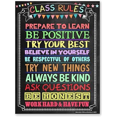 METALICK Classroom Rules Poster, Poster Unframed Decor, Classroom Decor For Teachers, Poster ideal for High School Classroom, Middle School Classroom or Elementary Classroom Decorations
