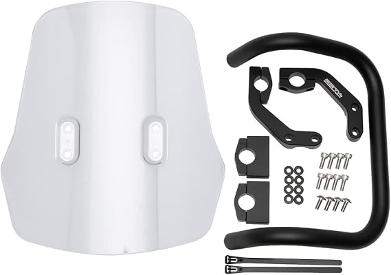 ZETA RACING CRF250L/M '12-20, CRF250L/SMD47'21-25, CRF300L '21-24 Adventure Windshield Light Smoke Screen Reversible for Mobile Devices with Standard Mounting Bar, Infinitely Adjustable Angle and