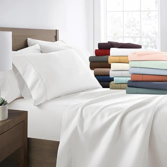 Queen Sheet Set - 100% Cotton Soft Long-Staple Combed Pure Natural Bed Sheet Set - Hypoallergenic Easy Fit - 4 Piece Set - Bedding Sheets & Pillowcases Sage