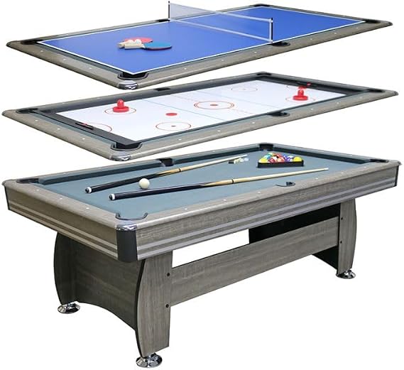 7ft Pool Table Multi-Game 3-in-1 – Slide Hockey & Table Tennis with Accessories – Cloth Colour Options Available