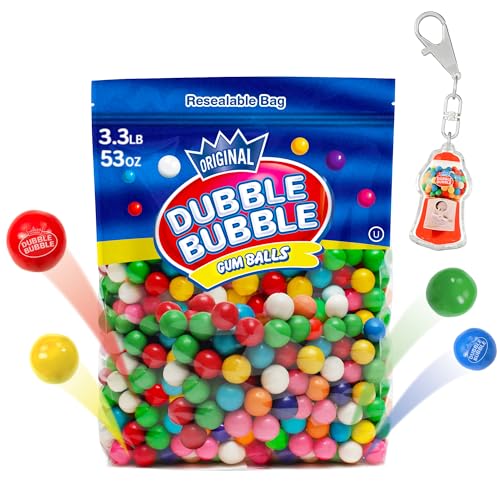 Gumballs For Gumball Machine Refills - 53 Ounce Dubble Bubble Chewing Gum Bulk Antique Style Gum Balls vintage Old Fashioned Candy -Mini bubble Gumballs 3.3 lb For Kids Toy Bank Candy Dispenser Playo