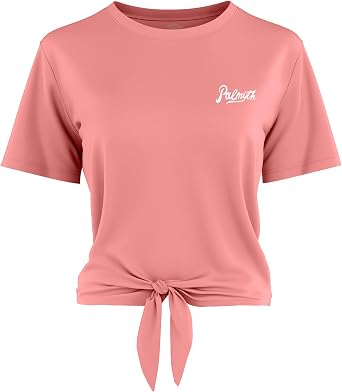 Palmyth Womens Fishing Shirt, Tie Front UPF 50+ Sun Shirts Rash Guard Crewneck Cropped Tops Fashion Unique Pattern Tee