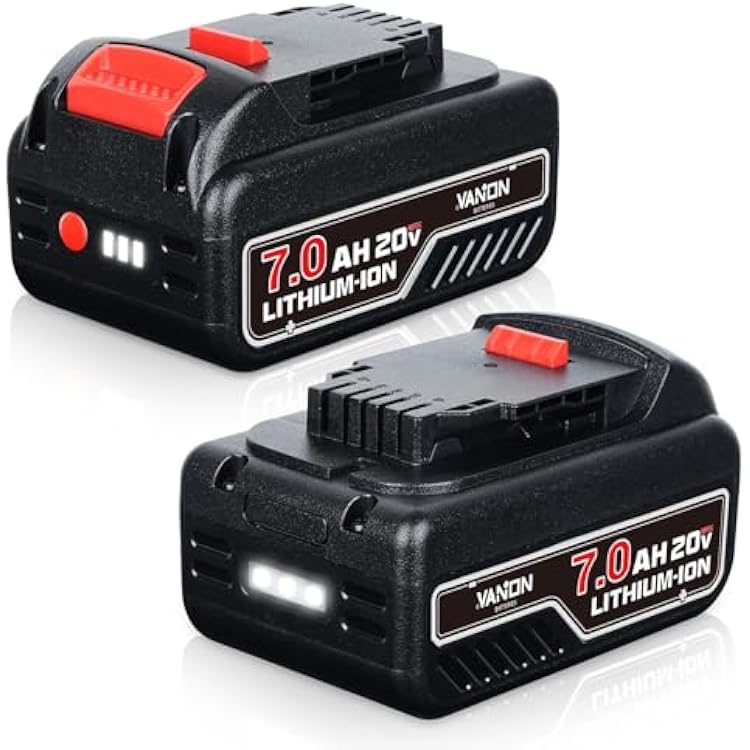 VANON 7.0Ah 20V DCB200 Battery Replacement for Dewalt 20V Max Battery Lithium Ion Compatible with Dewalt Battery DCB200 DCB204 DCB206 DCB201 DCB203 DCB181 DCB180 20V DCDDCFDCGDCS Series 2 Pack