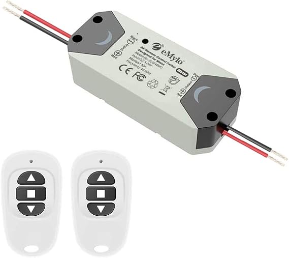 eMylo RF Switch Motor Controller Wireless Smart Switch Relay Module Remote Control Switch with RF Receiver DC 12V 433Mhz for Rolling Door, Electric Curtains, Locks, Water Pump