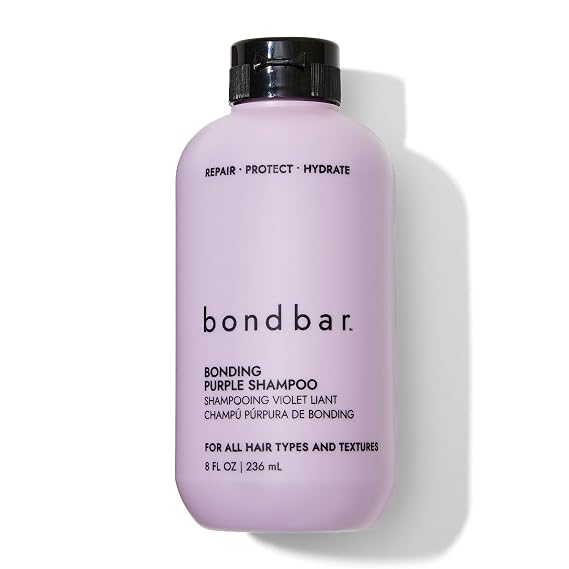 Bondbar Purple Brightening Shampoo for Blonde, Lightened & Gray Hair, Neutralizes Brassiness, Repairs, Protects, Hydrates, Vegan, CrueltyFree, 8 Fl. Oz