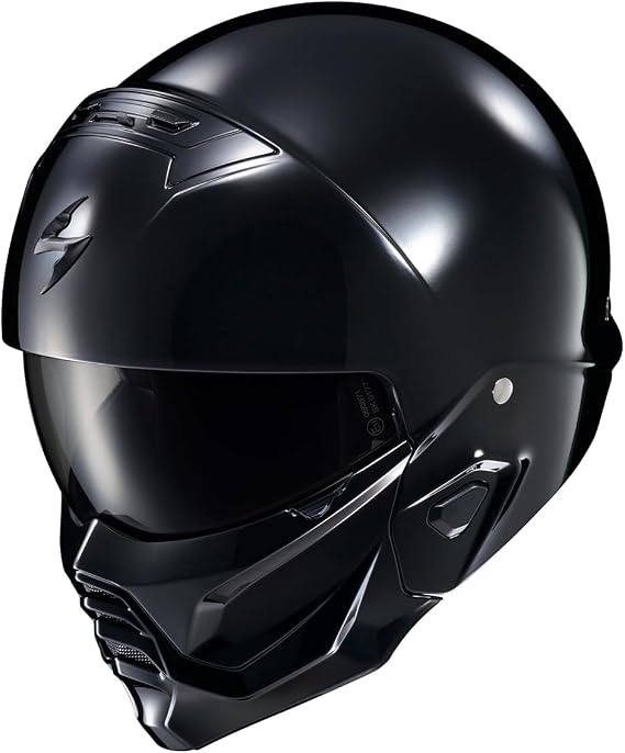 ScorpionEXO Covert 2 Open Face 3/4 Full Mode Motorcycle Helmet Bluetooth Ready Speaker Pockets Interchangeable Mouth Cover DOT Approved Solid (Gloss Black - Large)