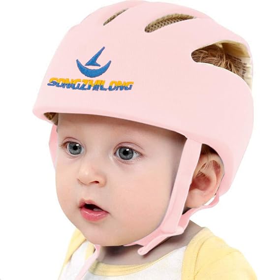 Adjustable Baby Helmet for Crawling Walking, Kid Baby Head Protector | Lightweight Safety Baby Helmet Jumping Running Breathable Hat Infant Essentials Toddler Helmets 6-24 Months (Pink)