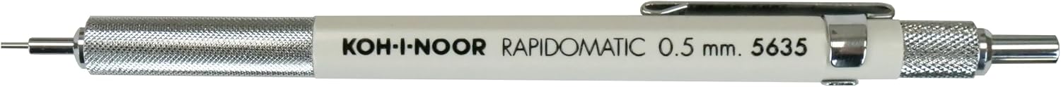 KOH-I-Noor Rapidomatic Mechanical Pencil, 0.5mm Lead, White, 1 Each 5635