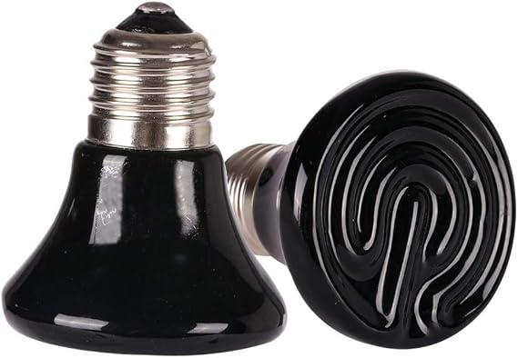 25W Mini Reptile Heat Lamp Bulb E26 Base Non-Light Emitting Infrared Ceramic Heat Emitter for Terrariums Turtles, Lizards, Snakes, and Small Pets 2-Pack