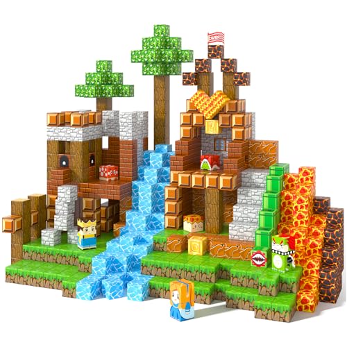 Soyee 208PCS Magnetic Blocks Building Toys - Build Mine Magnet World Game Adventure Set 1 Magnet Building Blocks Toddler Boy Toys Gifts Toys for Ages 3-5 5-7 8-12