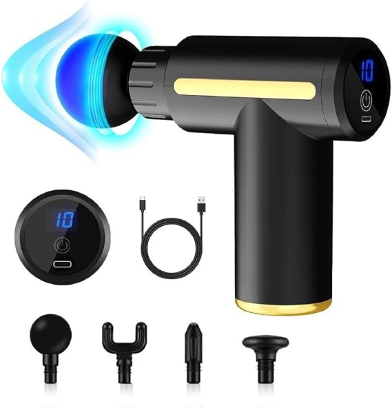 Mini Massage Gun, Pocket-Sized Deep Tissue Massager Gun, Portable Percussion Muscle Massager Gun, Ultra Small & Quiet, USB Charging - For Home Gym Outdoors (Black)