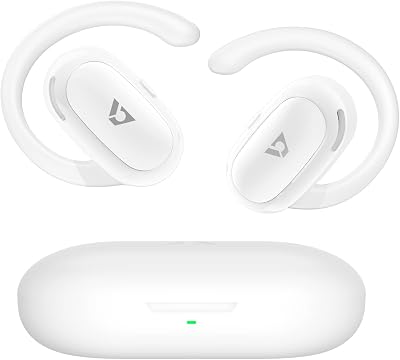 1Mii Open Ear Headphones, Wireless Sports Earbuds 60 Hours Long Playtime with Charging Case White