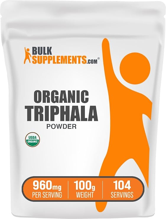 Organic Triphala Powder - Haritaki Powder, Ayurvedic Supplement - Gluten Free, 960mg per Serving, 100g (3.5 oz) (Pack of 1)