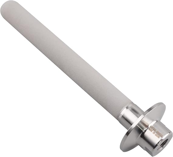 DERNORD 1.5" Tri-Clamp Diffusion Stone, 2 Micron Aeration Carbonation Stone with 1/4" NPT CO2 inlet (6" Length, 1/4" Female NPT)