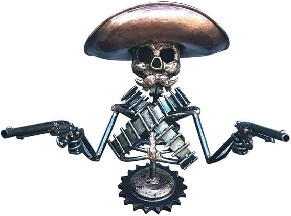 Skull Gunslinger Hood Ornament Scary Cowboy Skull Gunslinger Hood Sculpture